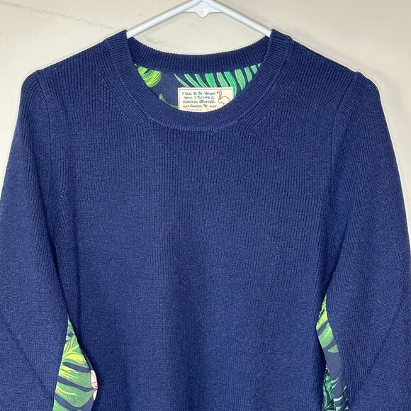 Sandrine Rose French Worker Floral Wool Blend Sweater Blue Women Medium NWT - Picture 6 of 11